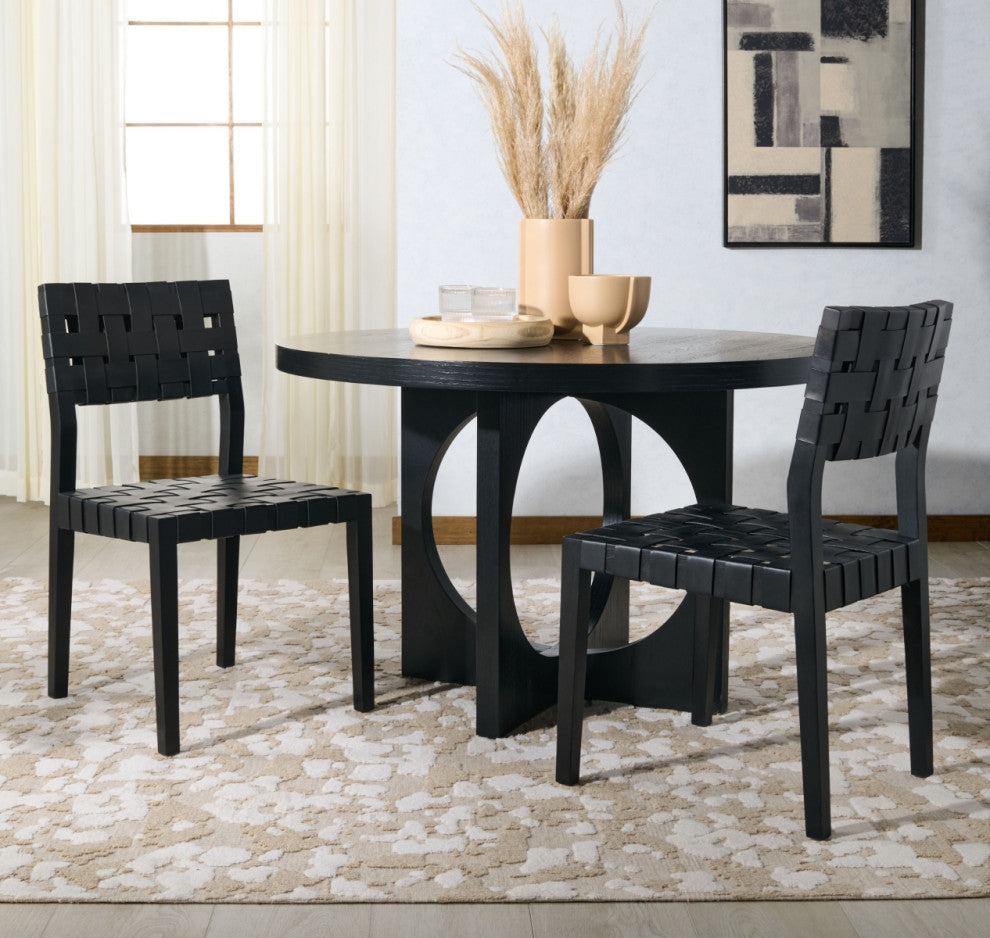 Safavieh Couture Bette Woven Leather Dining Chair, Black