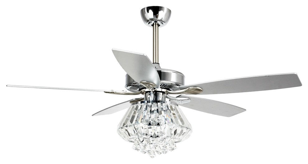 52-In Crystal 5-Blade Ceiling Fan With Light, Remote Control, Chrome