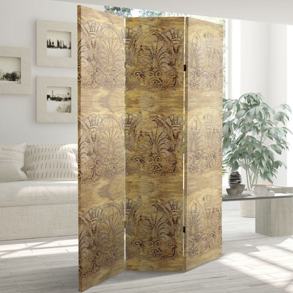 6' Tall Baroque Flourish Canvas Room Divider