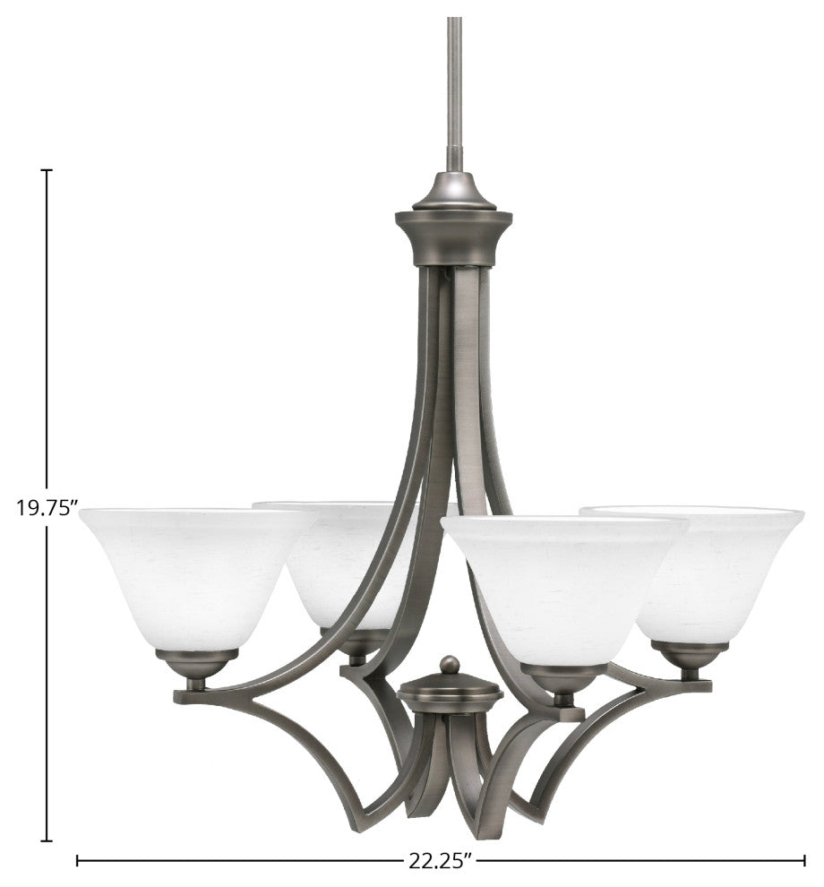 Zilo Uplight, 4 Light, Chandelier, Graphite Finish With 7" White Muslin Glass