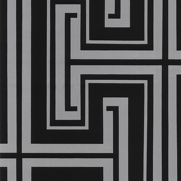 Maze Geometric Wallpaper, Silver and Black, Set of 5 Bolts