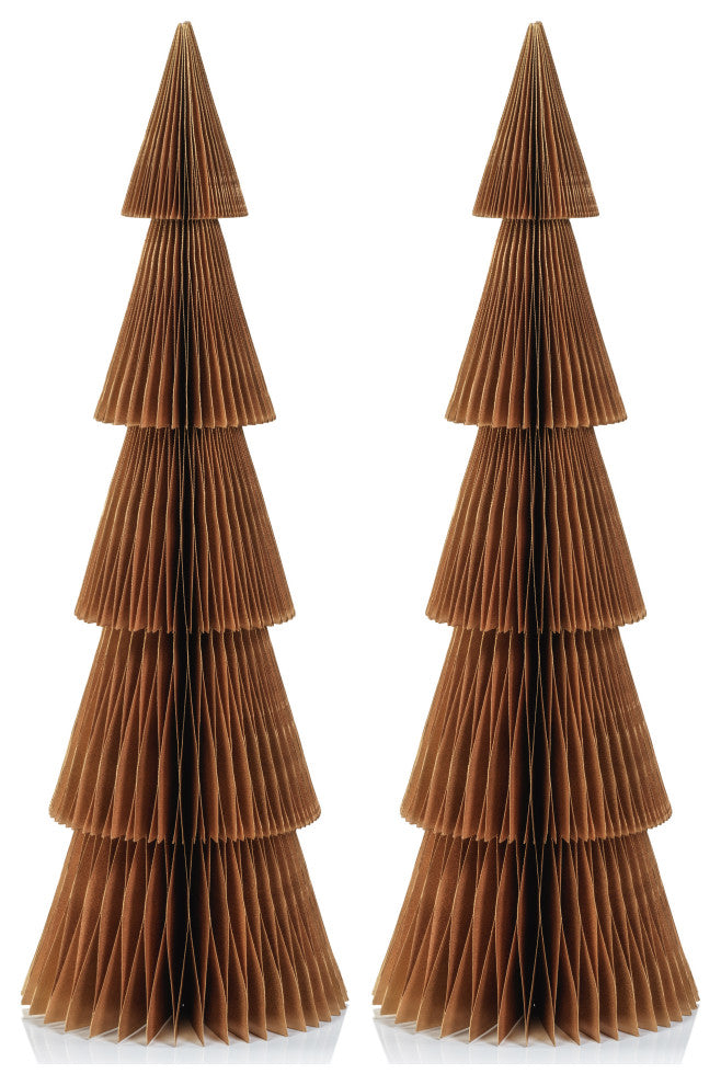 Miriam 24" Paper Decorative Verbier Trees- Gold, Set of 2
