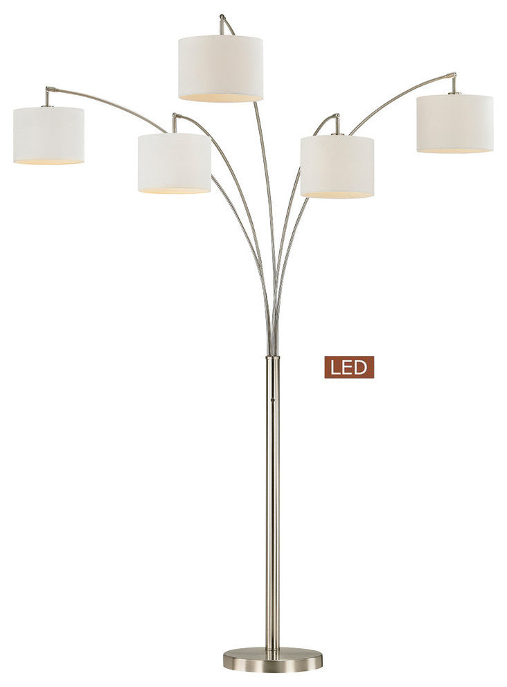 Lucianna 83" 5-Arch LED Floor Lamp With Dimmer, Brushed Steel