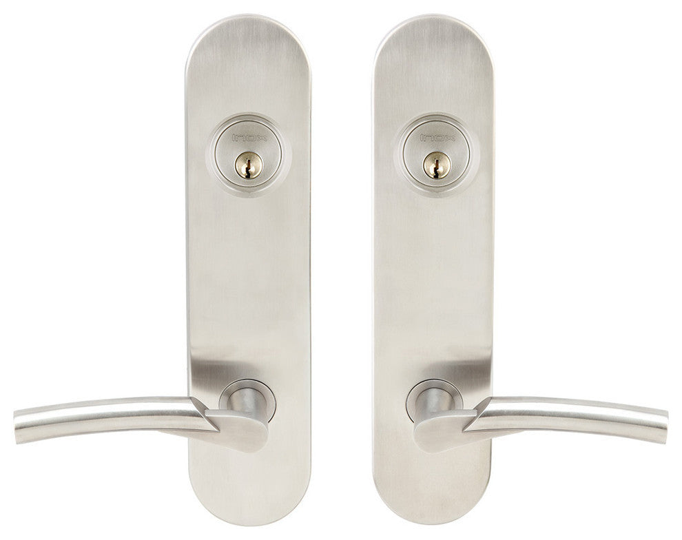 Phoenix Lever, Tubular Entry Double Cylinder, Satin Stainless Steel