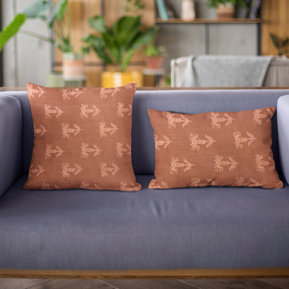 Plutus Red Growth Motif Luxury Throw Pillow, 18"x18"