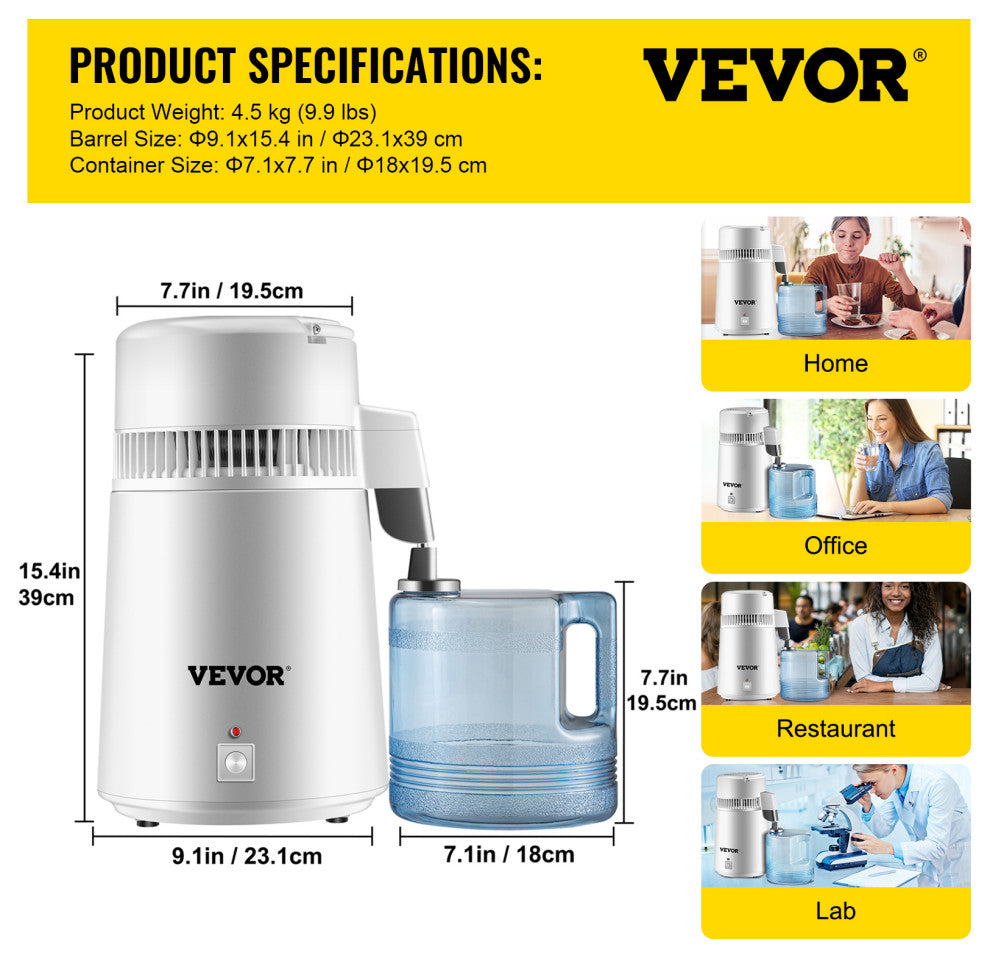 VEVOR 4L Pure Water Distiller Purifier Machine