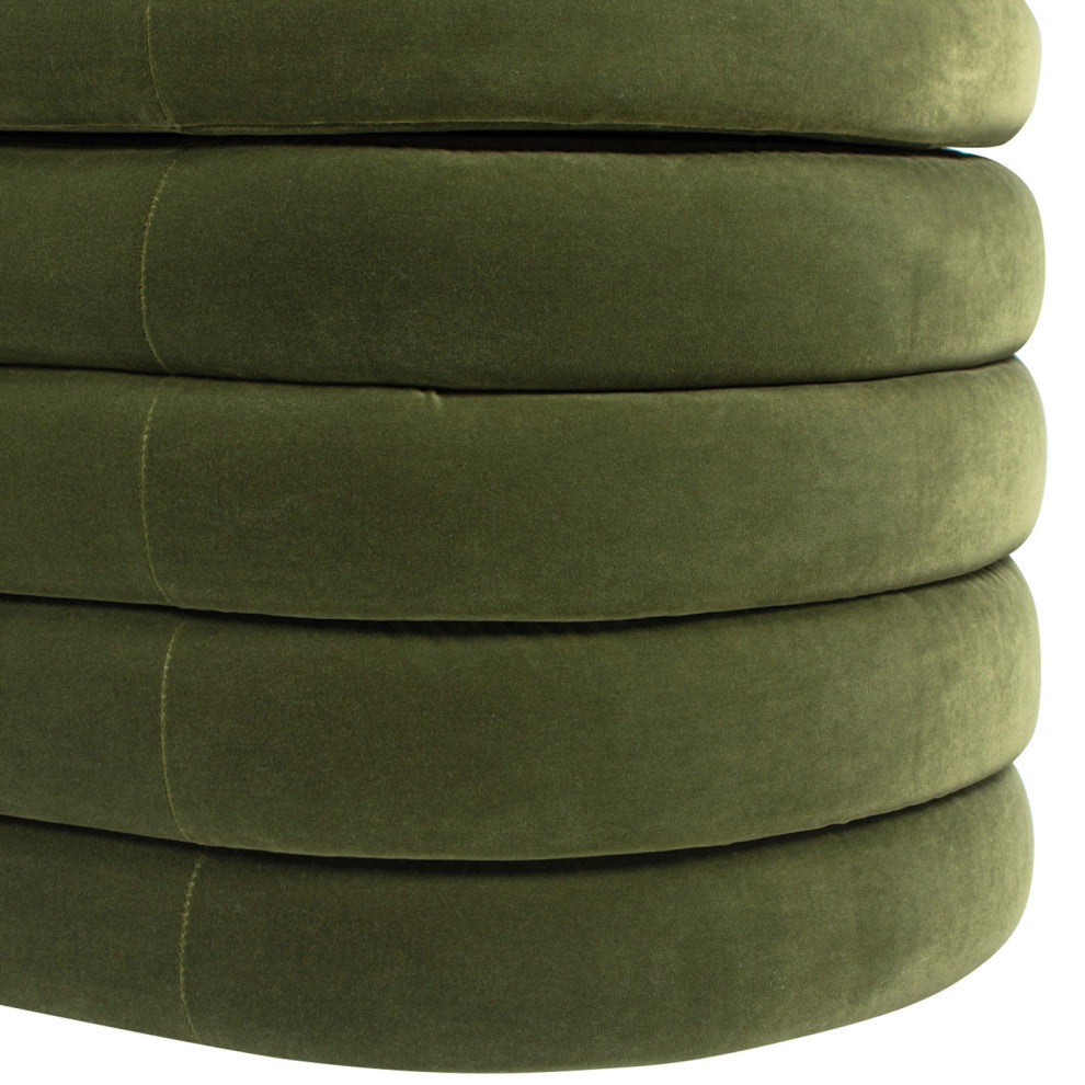 Fuji 49" Upholstered Oval Storage Bench, Olive Green