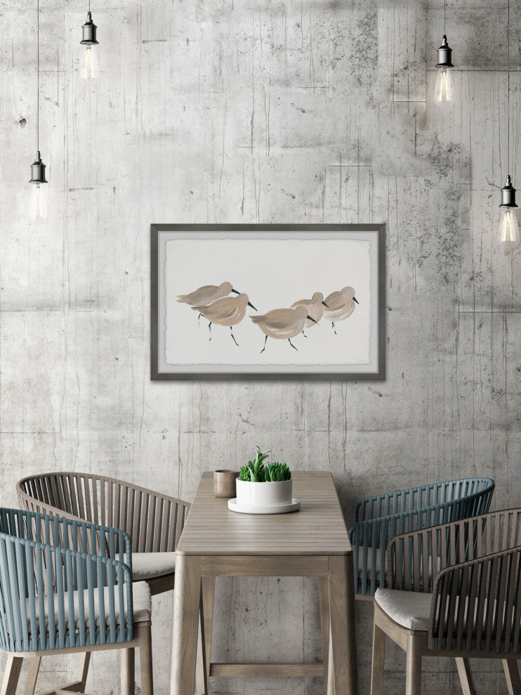 "Little Brown Birds" Framed Painting Print, 18"x12"