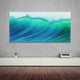 Blue Wave Wall Art Frameless Free Floating Tempered Art Glass 72"x36"