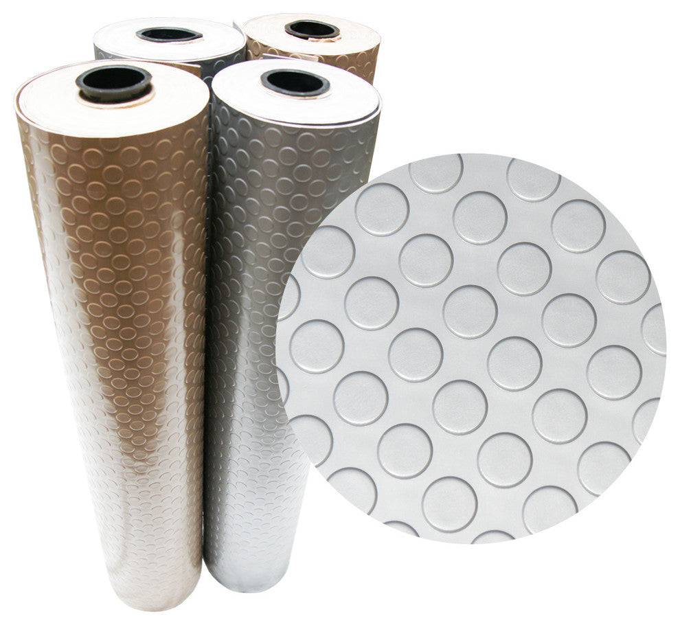 Rubber-Cal Coin-Grip Metallic PVC Flooring, Beige, 2.5mm, 4'x9'
