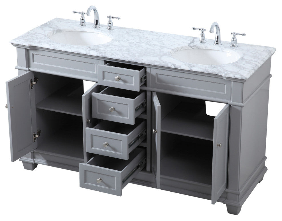 Home Living 60" Double Bathroom Vanity Set, Gray