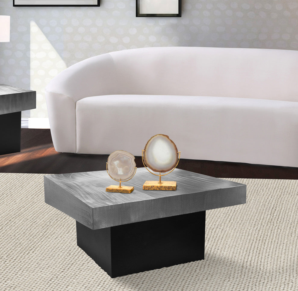 Palladium Textured Metal Coffee Table, Silver