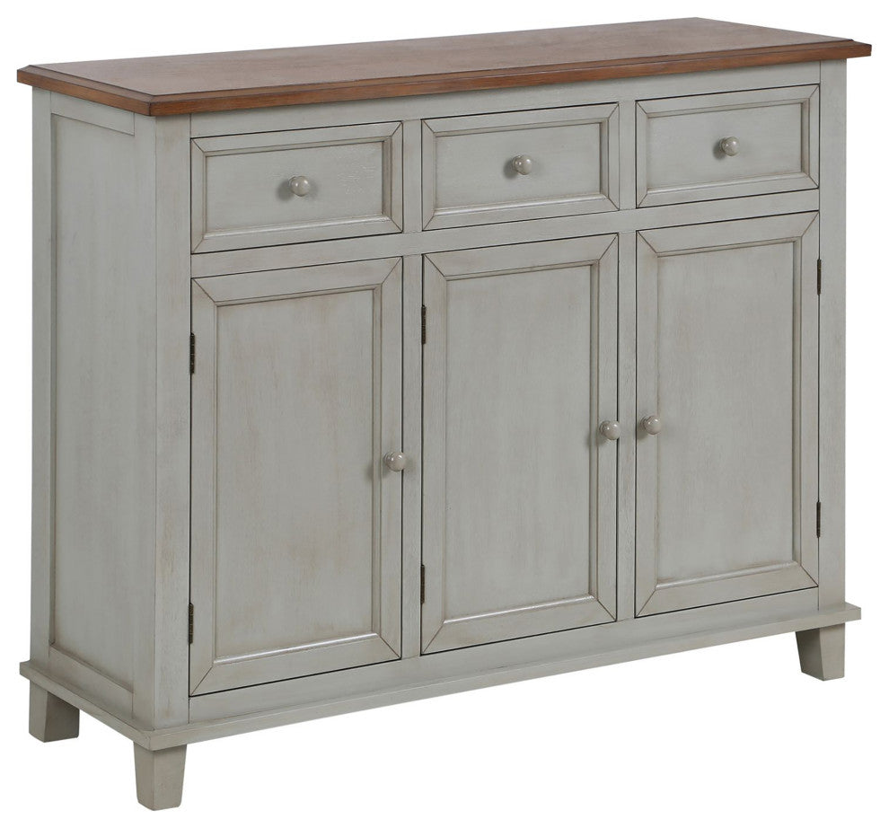 Gray Oak Three Drawer Three Door Wooden Cabinet 36"H48"Wx14"D