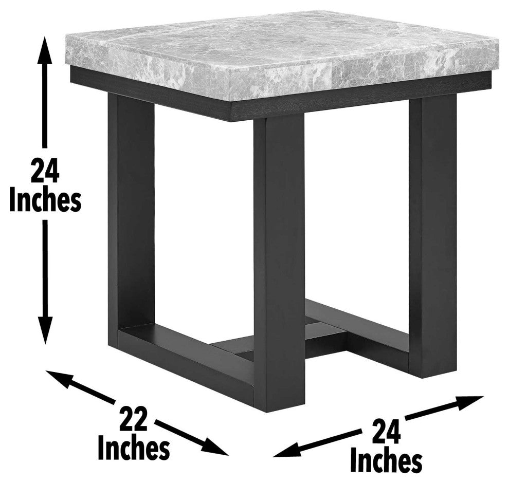 Lucca Gray Marble Top End Table