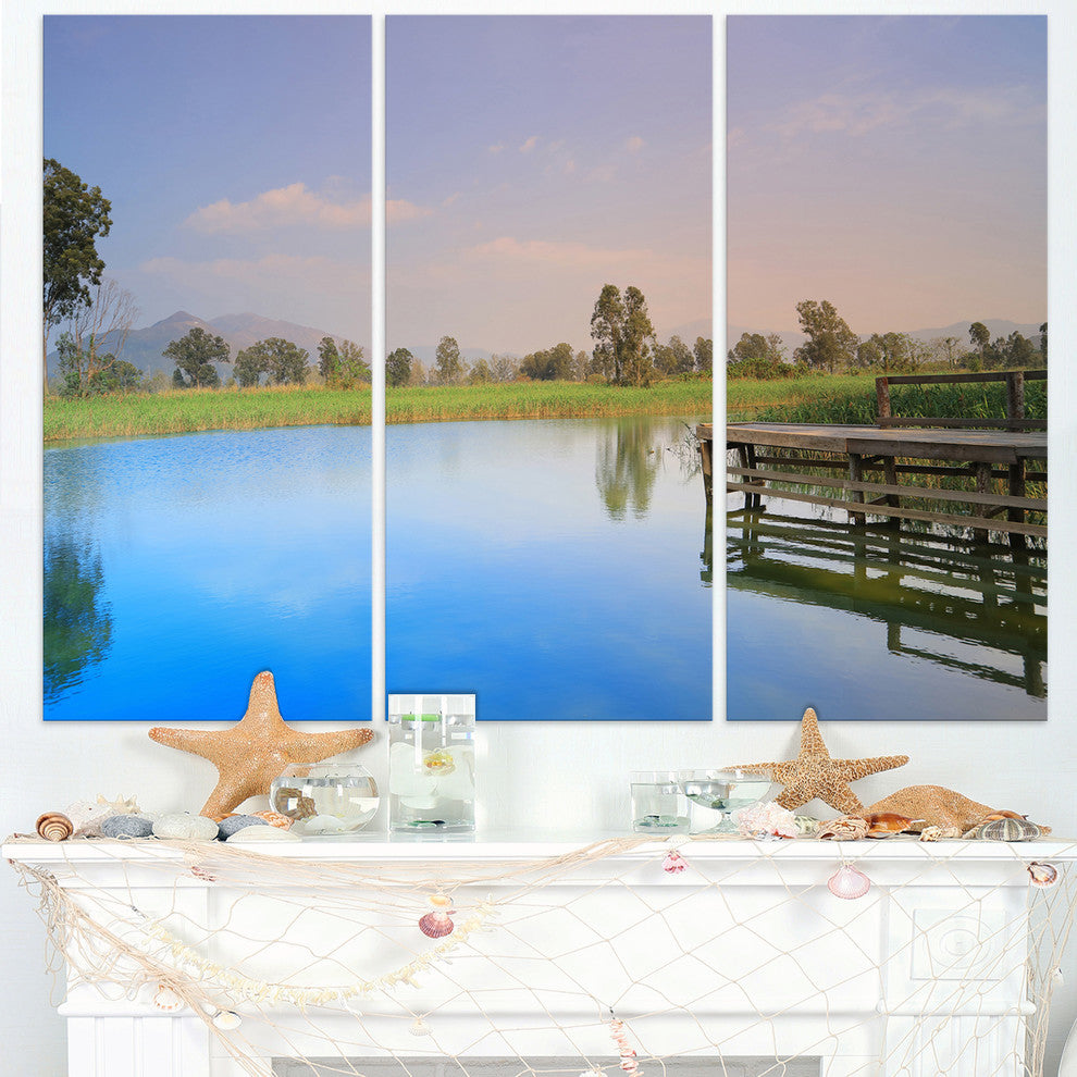 "Wetland of Nam Sang Wai Blue" Metal Wall Art, 3 Panels, 36"x28"