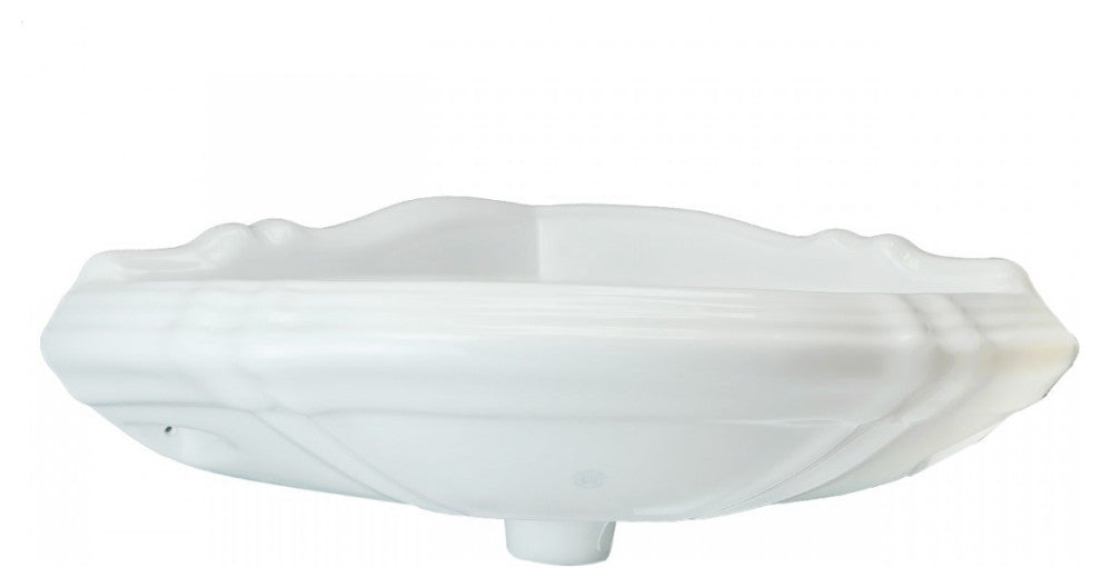 Corner Pedestal Sink White China with Centerset Faucet Holes and Overflow