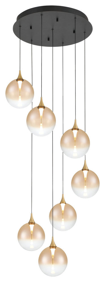 Iissa 7L 21" Gold Amber Chandelier