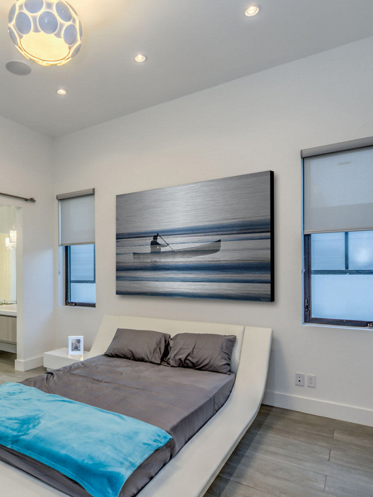 "Blue Lake Canoe" Print on Brushed Aluminum, 36"x24"