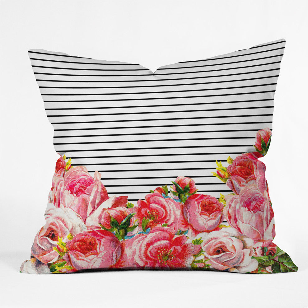 Deny Designs Allyson Johnson Bold Floral And Stripes Outdoor Throw Pillow