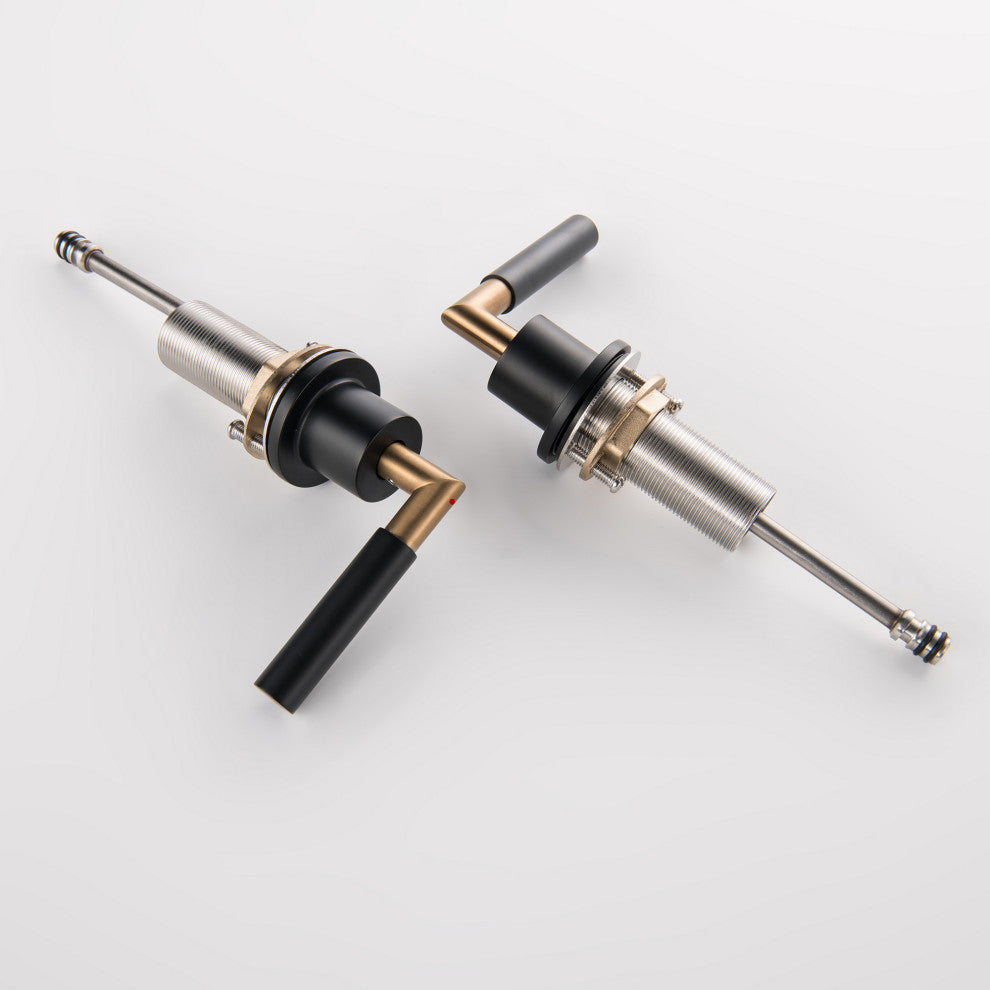 RBROHANT Brass Widespread Bathroom Matte Black Faucet with Waterfall
