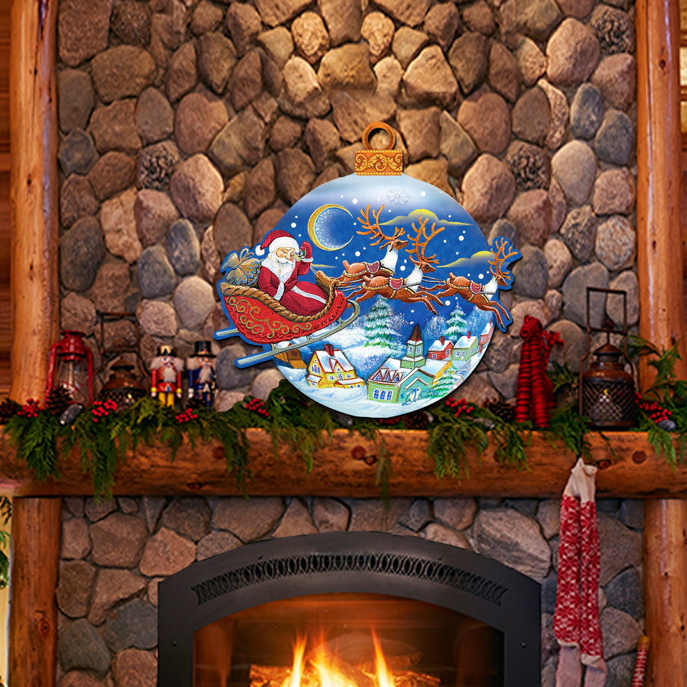 Up Up And Away Ornamental Decorated Santa Decor, Door Hangers
