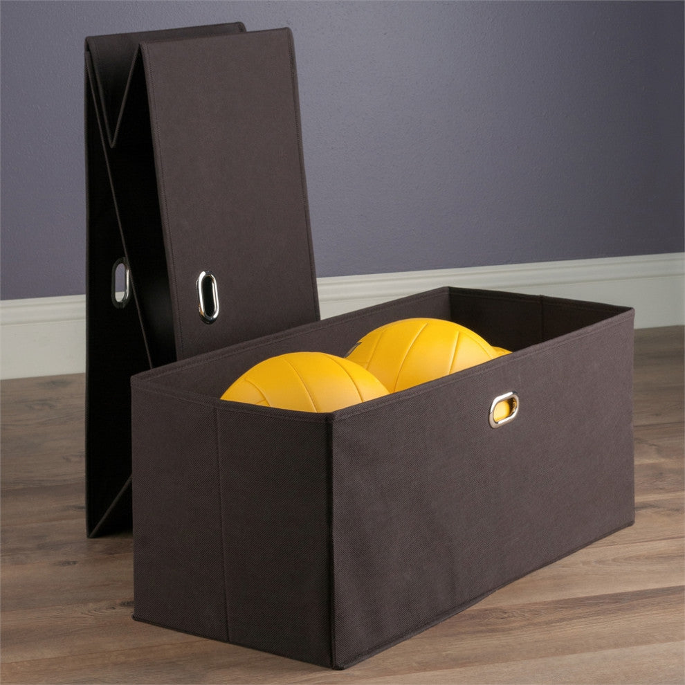 Torino 2-Pc Set Folding Fabric Baskets, Chocolate