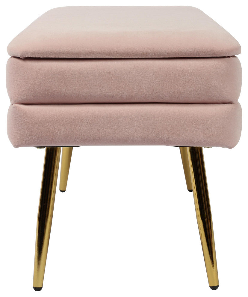 Ziva Velvet Storage Bench, Blush