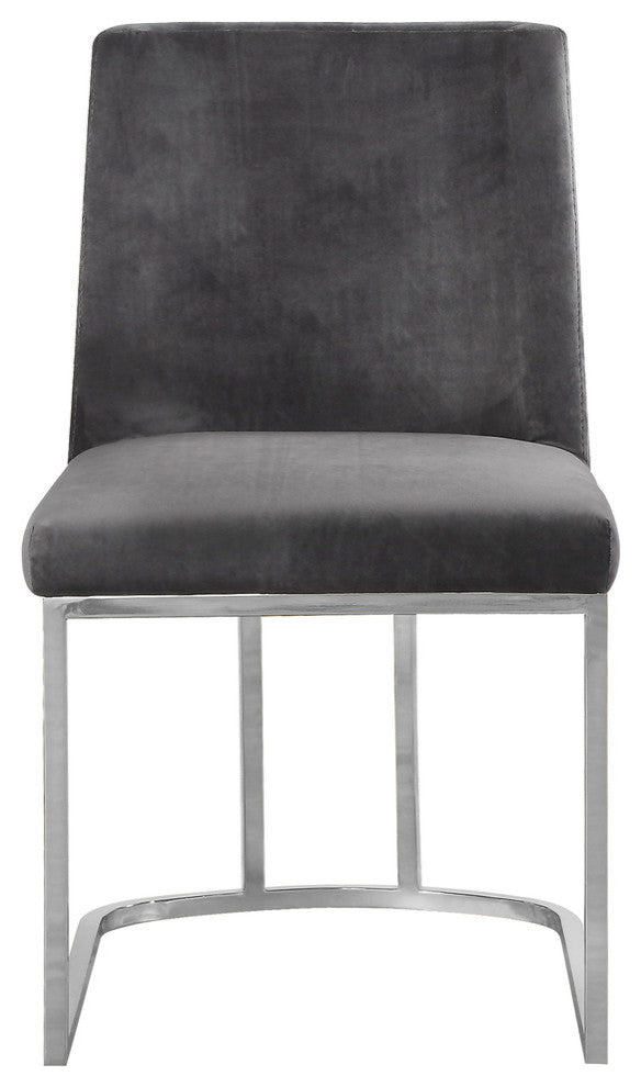 Heidi Black Velvet Dining Chair Set of 2, Gray