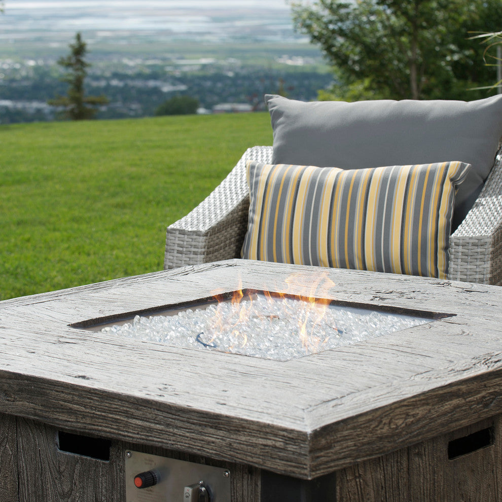 Cannes 5 Piece Sunbrella Outdoor Patio Fire Chat Set, Charcoal