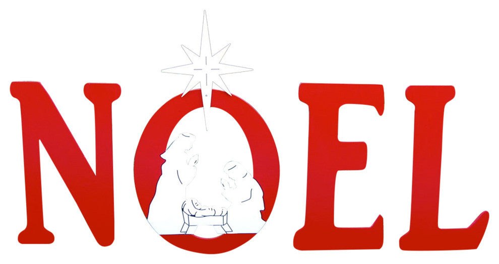 Noel Stake Sign With Nativity Scene