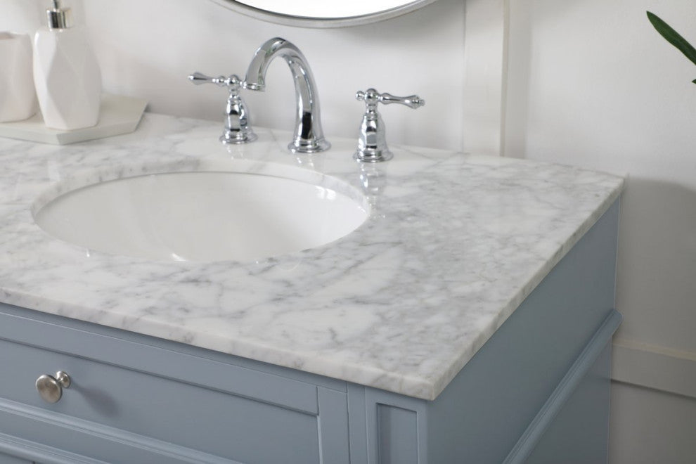 Home Living Vanity with Carrara White Marble Countertop, Gray, 72", Double Sink