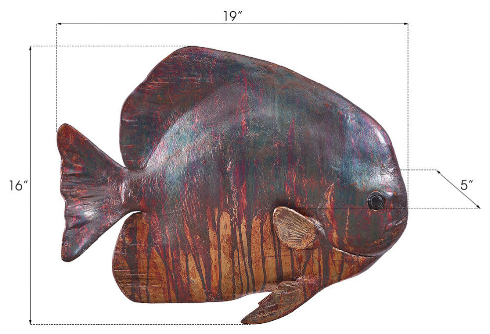 Australian Batfish Fish Wall Sculpture, Copper Patina