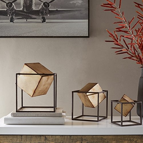 Madison Park Quad Gold Cubes 3-piece Tabletop Decor Set
