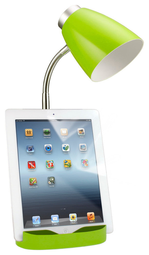 Organizer Desk Lamp With Ipad Tablet Stand Book Holder, Green