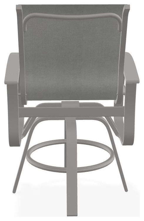Belle Isle Sling Balcony Height Outdoor Swivel Chair, Alloy/Warm Gray