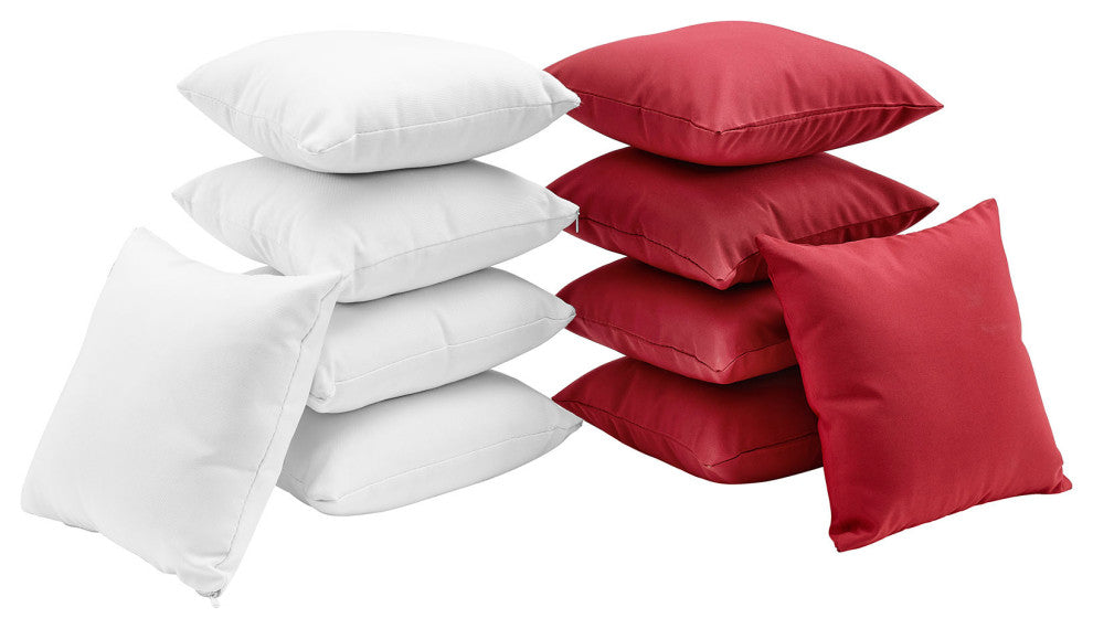 Gather 10 Piece Pillow Set, White Red