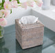 Artifacts Rattan Column Tissue Box Cover, White Wash