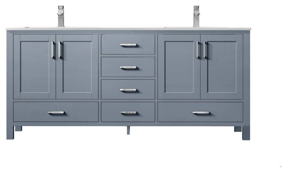 Jacques 72" Dark Grey Double Sink Vanity with Quartz Top, No Mirror
