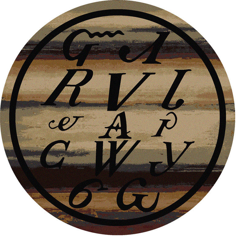Syllabary Rug, Multi, 8'x8' Round, Round