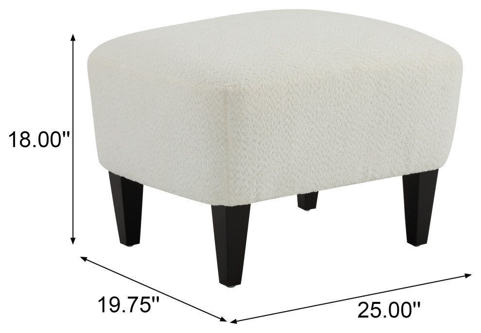 Gerald Boucle Upholstered Club Chair and Ottoman Set, Off White