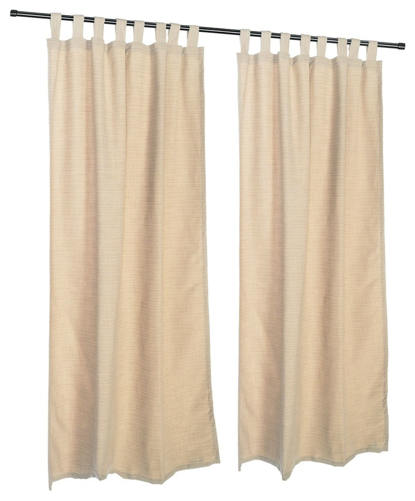 Dupione Sand Sunbrella Outdoor Single-Panel Curtain With Tabs, 96"
