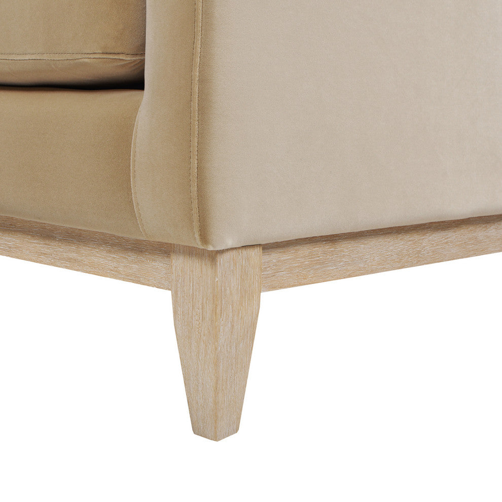 Knox 84" Modern Farmhouse Sofa, Fawn Brown Performance Velvet