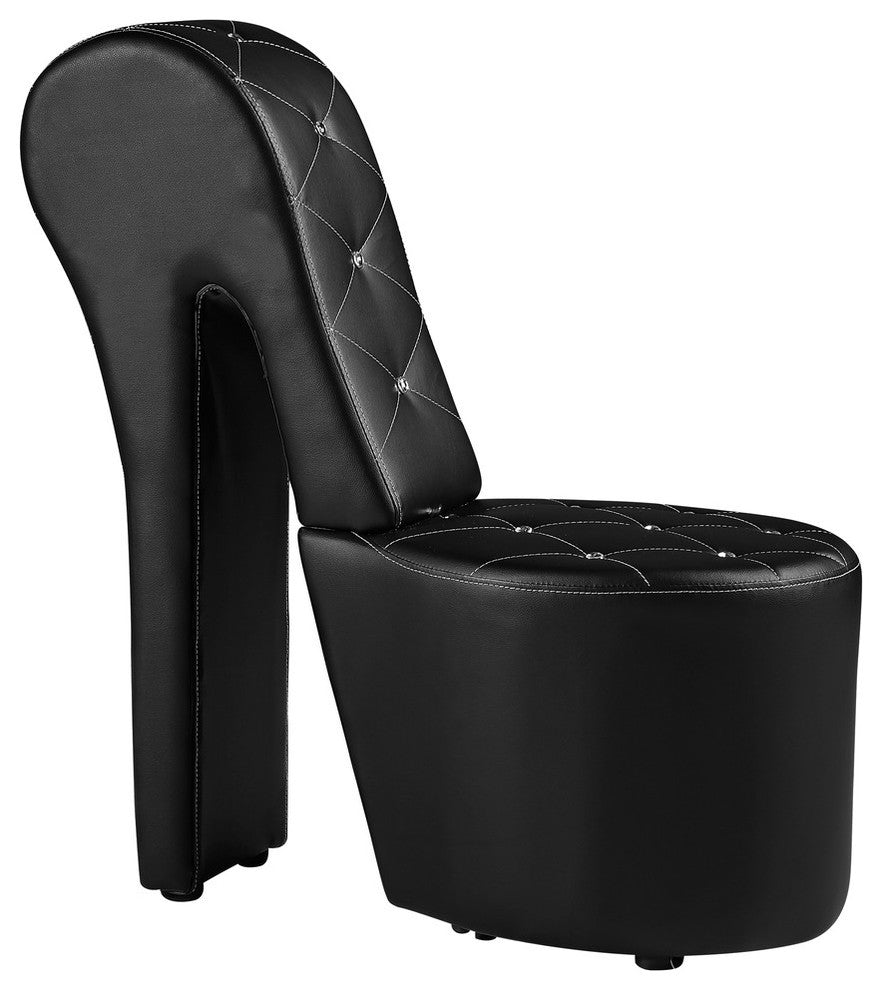 High Heel Crystal Studs Shoe Chair, Black