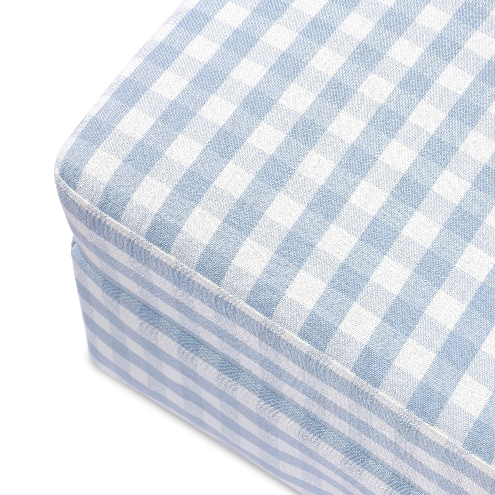 Crawford Gliding Ottoman, Blue Gingham