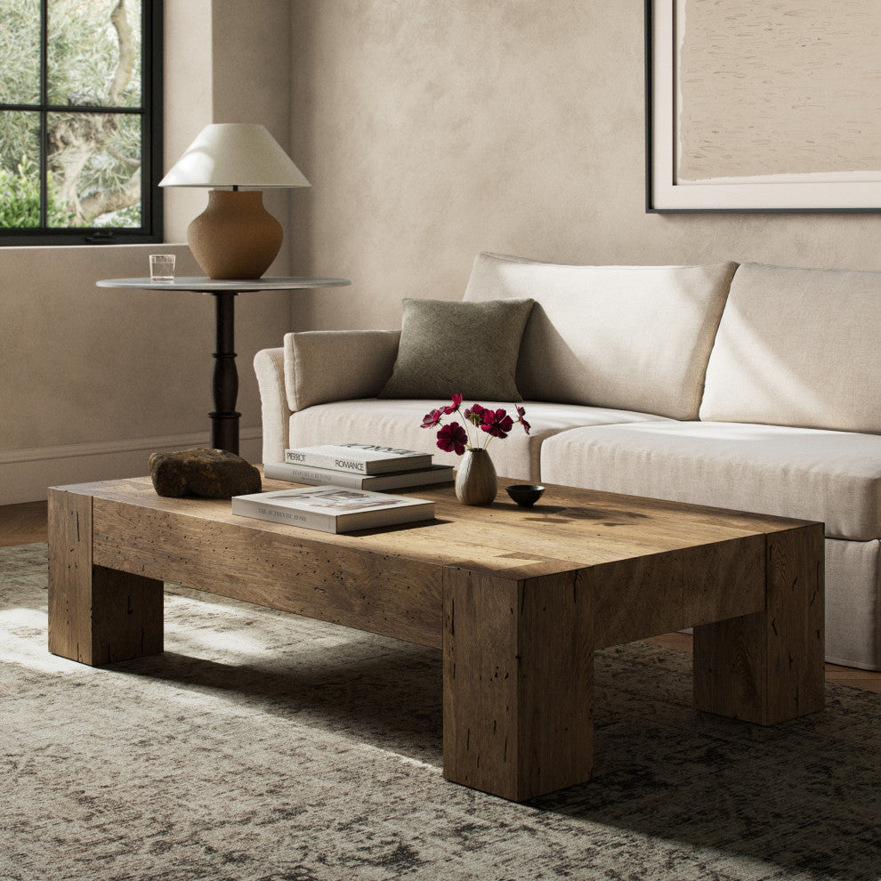 Abaso Rectangular Coffee Table Rustic Wormwood Oak