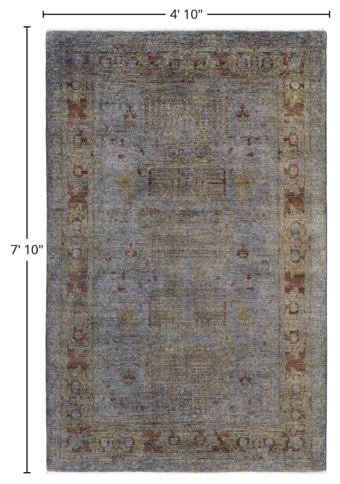 Overdyed One-of-a-Kind Hand-Knotted Area Rug Gray, 4' 10" x 7' 10"