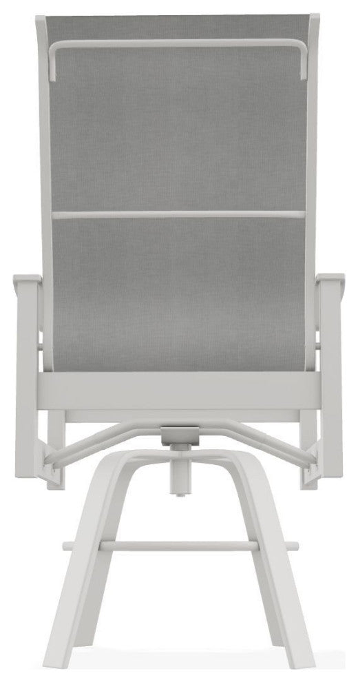 Leeward Sling Balcony Height Outdoor Swivel Armchair, Alloy/Snow