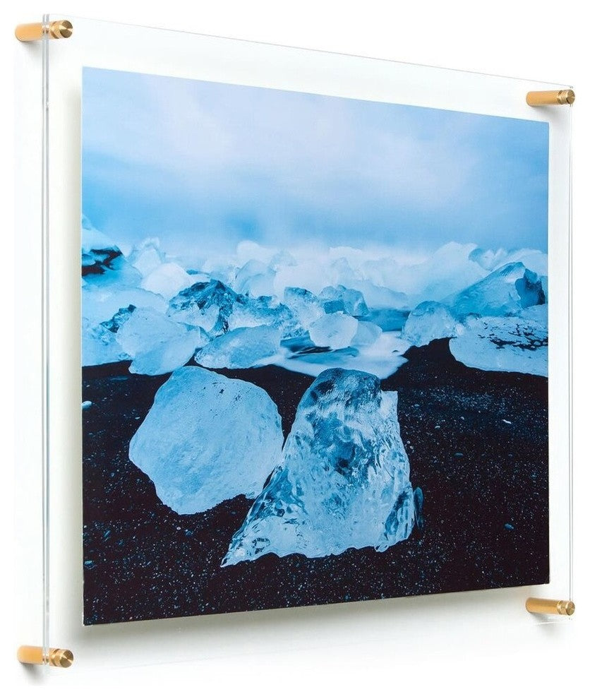 23"x 33" Double Panel Acrylic Wall Frame For 20"x30" Art, Gold Hardware