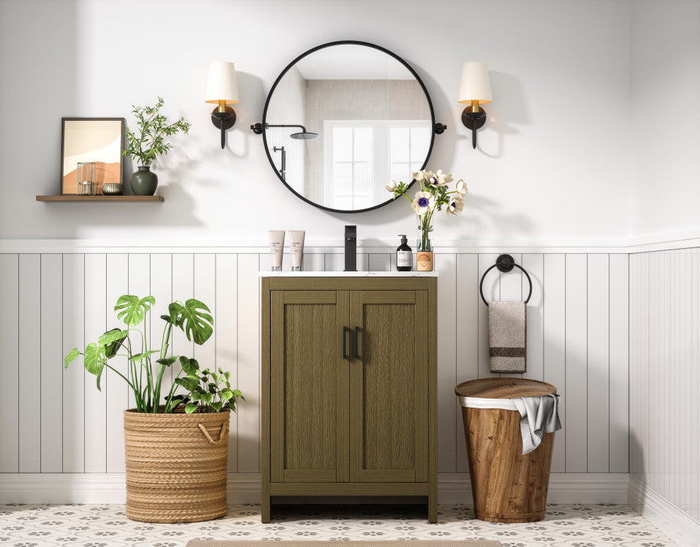 Home Living 24" Single Bathroom Vanity, Chestnut Brown