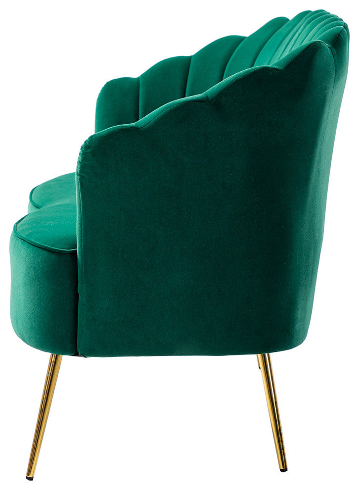 Upholstered 52" Loveseat With Tufted Back, Green